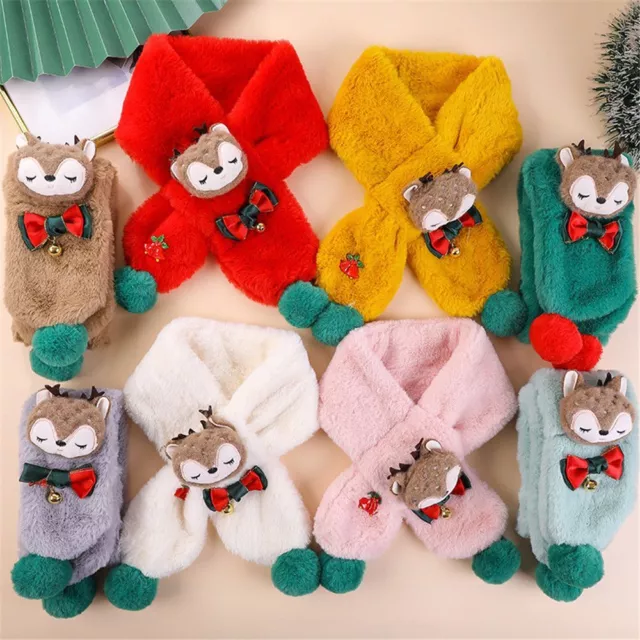 Outdoor Warm Soft Cartoon Neck Scarves Faux Fur Scarf Christmas Children Scarf