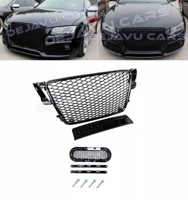 RS5 Look Grill für Audi A5 B8 8T S line S5 RS5 Wabengrill Kühlergrill Schwarz