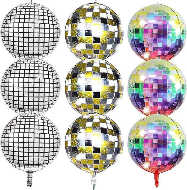 9 pz palloncini a sfera da discoteca 22 pollici 4D grandi palloncini in lamina da disco a specchio alluminio