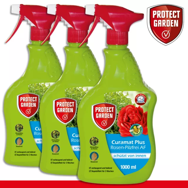 Protect Garden 3x 1000ml Curamat Plus Rosen-Pilzfrei AF Fäule Mehltau Rost Beet