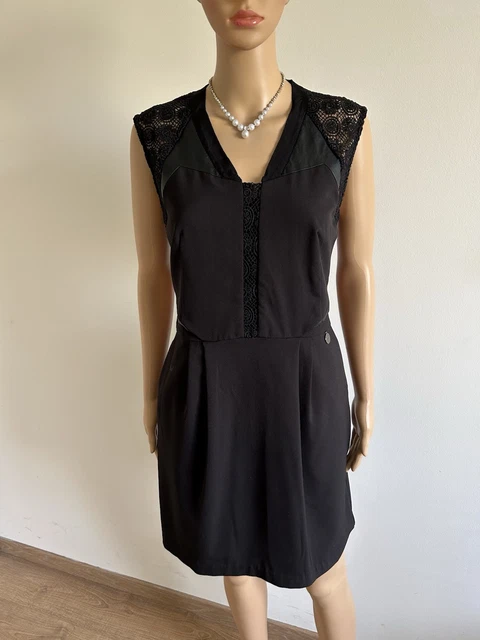 Robe Noire Only Avec Simili Cuir - Taille 38 - Occasion En Excellent état - Style Moulant Et Court