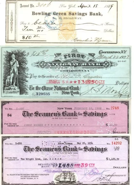 LOT(S) of 10 DIFF ANTIQUE NEW YORK CHECKS & DRAFTS @ 1.69! SOME w REVENUES! 1869
