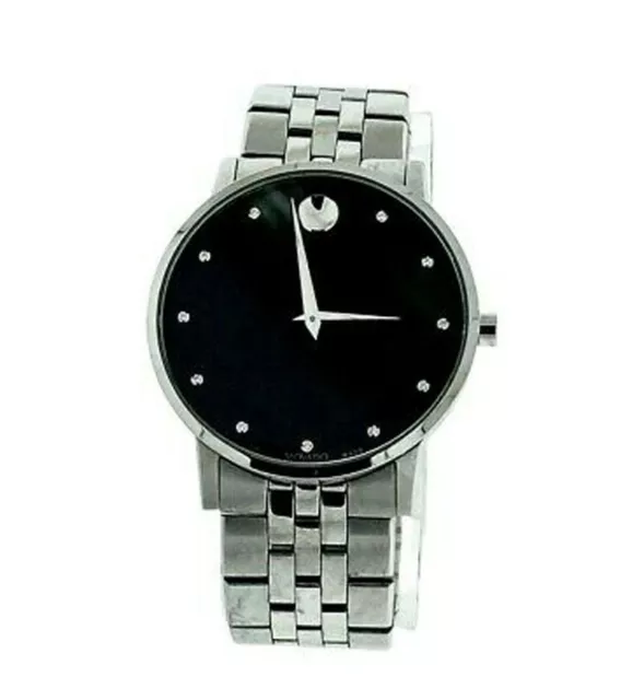 Movado Museum Classico Nero Quadrante Orologio da Uomo 0607201