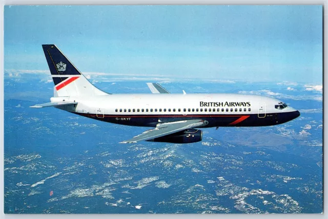 Airplane Postcard British Airways Airlines Boeing 737-200 G-BKYF In Flight CA3