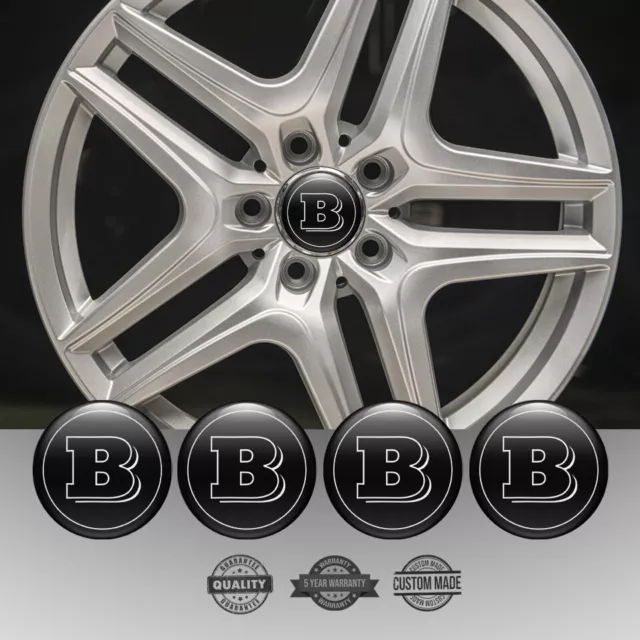 Set of 4 Silicone Center Wheel Cap Stickers Brabus Emblem Logo Decals Rims