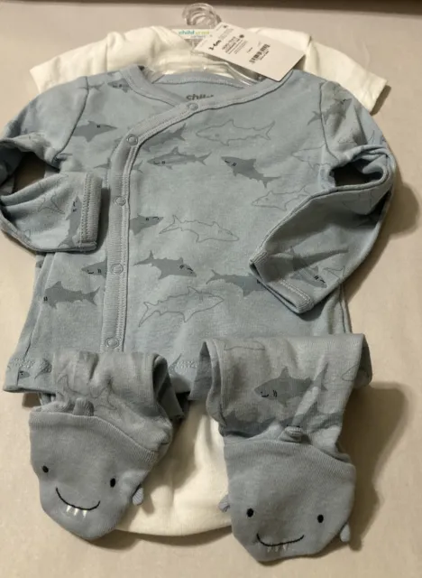 Carters Baby Boy Blue Shark Outfit 3 piece 3-6 month Pant, Sweater, T shirt  ❤️
