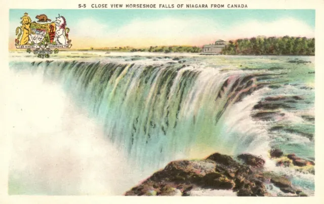 Vintage Postcard 1950's Close View Horseshoe Falls Of Niagara From Canada F. H.