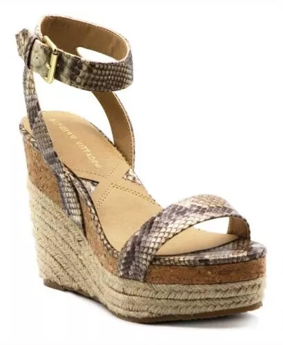 Adrienne Vittadini Womens Cari Platform Wedge Sandals, BROWN, Size 9