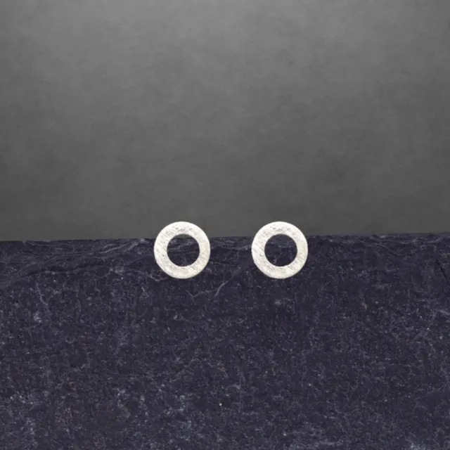 7 mm Kreis Ring matt schlicht Ohrringe Ohrstecker Stecker 925 Sterling Silber