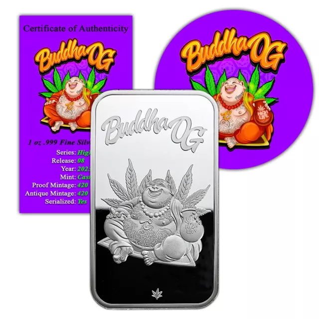 Buddha OG Proof 1 oz .999 Fine Silver Art Bar High Life Castronomics