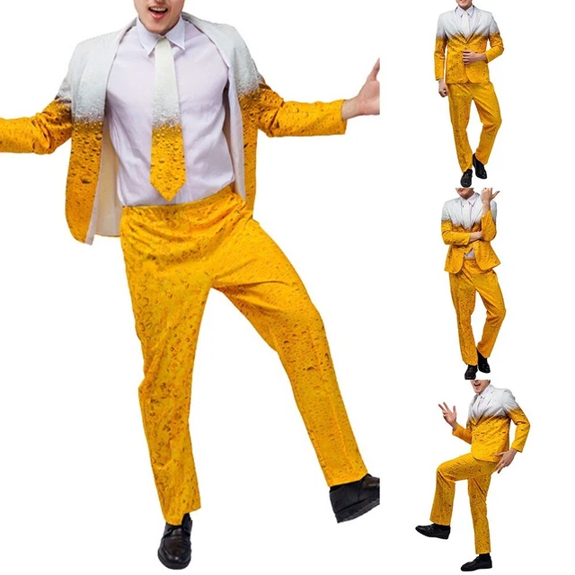 Nouveau costume bière jaune tenue pour hommes humoristique Oktoberfest fête en