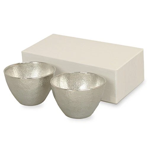 Guinomi Sake Cup Nousaku 100% Genuine Tin Sake Cup Pair Set of 2 Tin