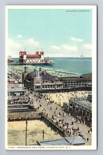 Atlantic City NJ-New Jersey, Boardwalk And Piers, Aerial, Vintage Postcard