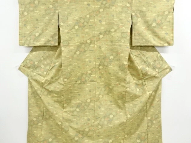 6807265: Japanese Kimono / Vintage Kimono / Tsumugi / Woven Shochikubai & Maple