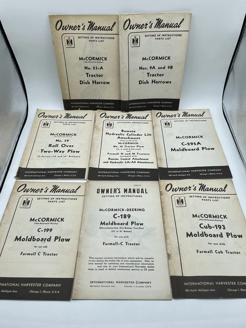 McCormick International Harvester Company owner’s manual 8 manual lot