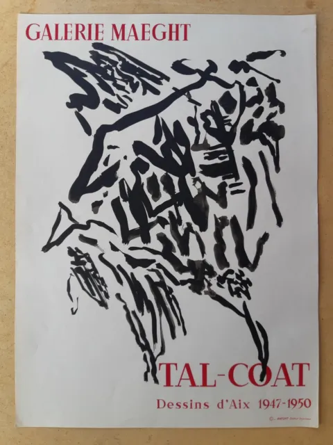 Ancienne affiche lithographiée exposition d'art TAL-COAT galerie MAEGHT 1950 Aix