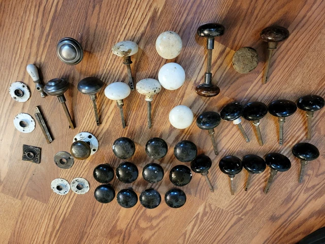Lot of 40 Antique Vintage Brass & Porcelain Door Knobs