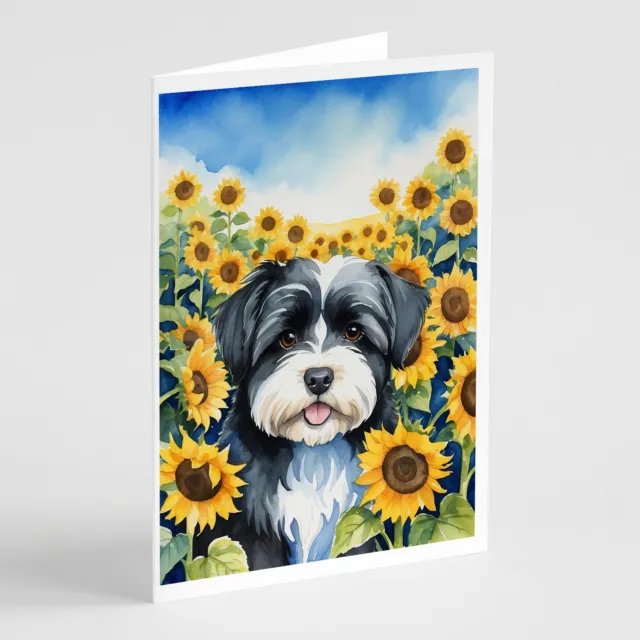 Havanese in Sunflowers Greeting Cards and Envelopes Pack of 8 DAC6097GCA7P
