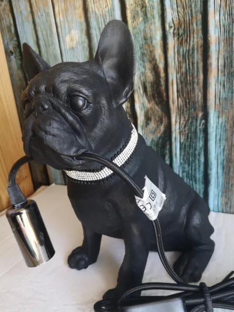 Tischleuchte "Francis" Französische Bulldogge schwarz Tisch Lampe Hund Design