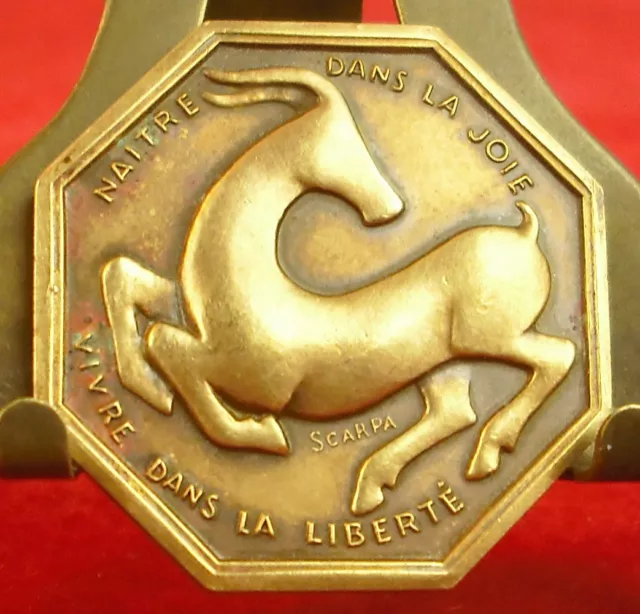 Medaglia Art Deco Nascita " Nato IN La Joie " Da Scarpa Medal 勋章 Animale