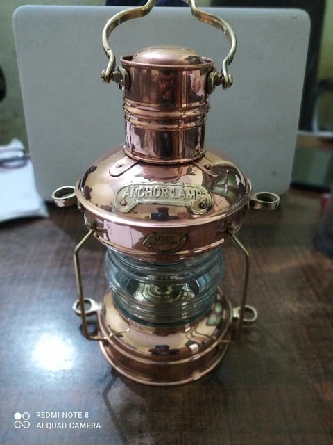 Kupfer & Messing Anker Öl Lampe Nautisch Maritim Schiff Laterne Boot Hell 10 "
