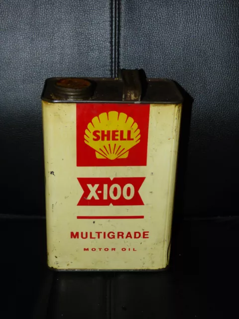 Vintage Shell X-100 Motor Oil Can Multigrade Empty