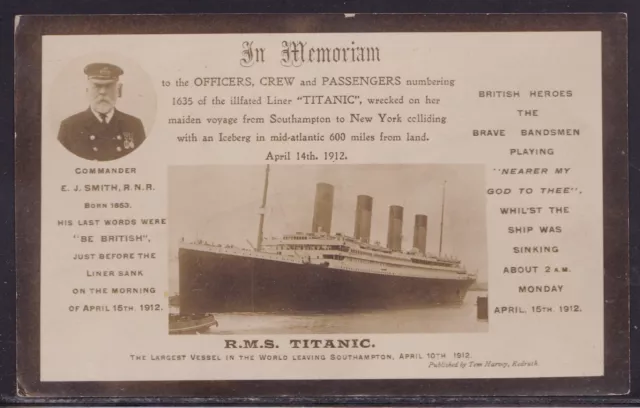 Rms Titanic White Star Line Real Photo Rppc Postcard Posted 1912