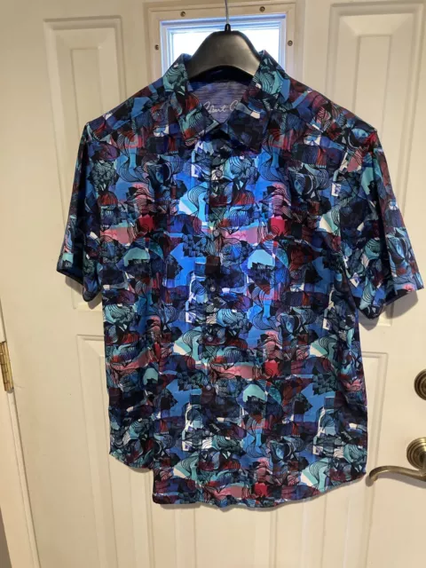 Robert Graham, short, sleeved, button-down shirt, size large, classic fit