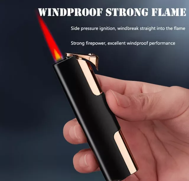 Windproof Gas Lighter Flame Small Torch Refillable Butan Metal Lighters NO Gas