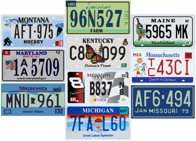 Sammlung von 10 USA Nummernschild License Plates METALLSCHILD P3