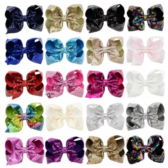 All colours! 8 inches Jojo Siwa Bows Sequin Hair clips -Melbourne stocks