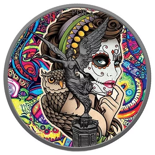 1 oz 999 Silver Mexican Libertad - La Catrina - Colorized & Ruthenium Plated