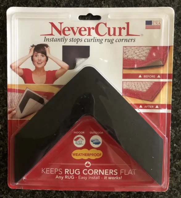 4-Piece Never Curl Rug Gripper Corners No Slip Indoor Outdoor NEVERCURL