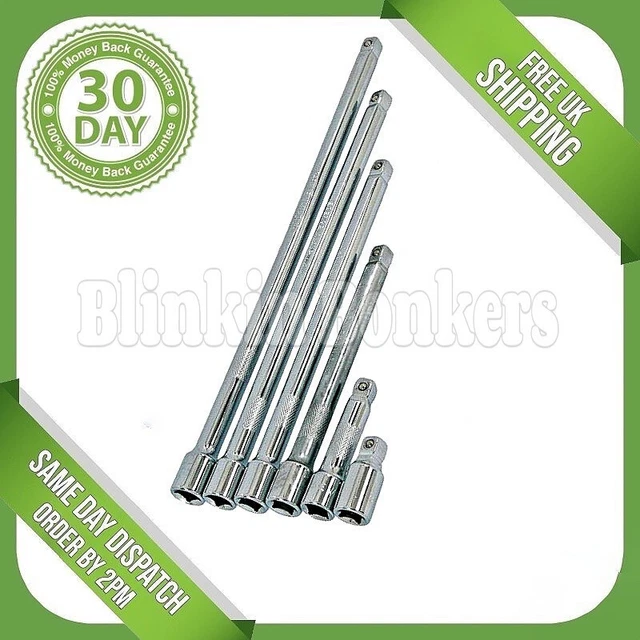 6Pc Wobble Bar Extension Set Garage Socket Wrench 3/8" Drive Deep Long Ratchet