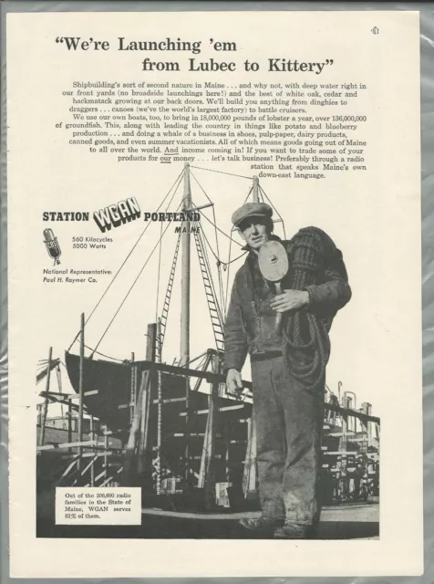 1947 Radio station WGAN advertisement, Portland Maine shipbuilding