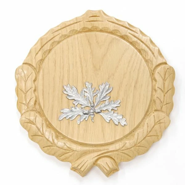 Placa de Jabalí Tallado Roble Claro Af 14 CM Con 1 Pieza 6-blättrigen Hoja