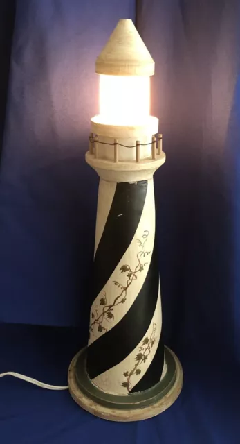 Vintage Wood Cape Hatteras Lighthouse - Top Lights Up - Shabby Chic Coastal
