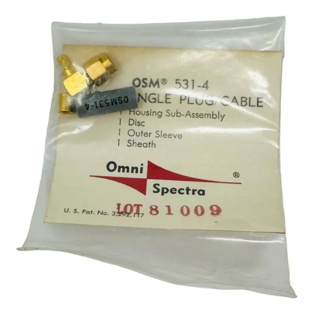 Omni Spectra Osm 531-4 Rt Angle Plug-Cable Connector Nos New Old Stock