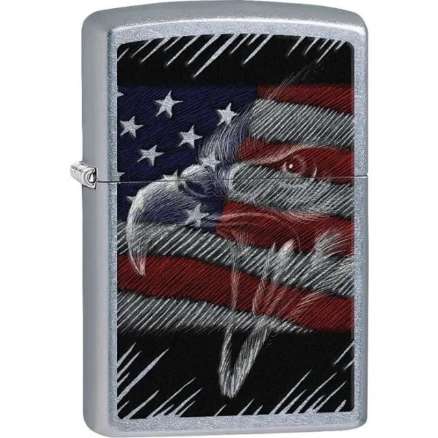 Zippo Lighter Windproof Eagle/Flag All Metal Construction 1.44" x 2.25" 15259