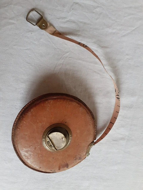Mètre Ruban Ancien 20m – Cuir Et Laiton – Déco Industrielle – France