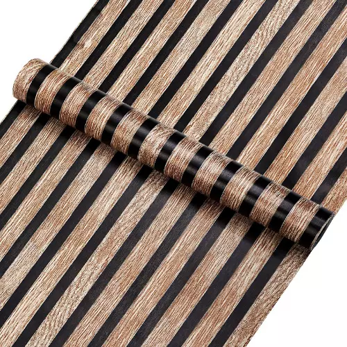 Wood Stripe Background Wall Self-adhesive Wallpaper Desk PVC Waterproof Sticker