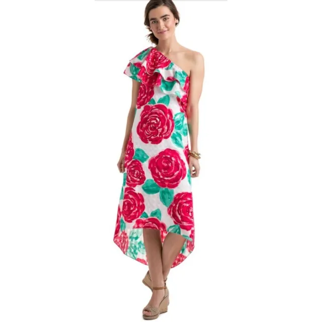 Vineyard Vines Kentucky Derby Dress Run for the Roses Silk Ruffle Dress 00 $158