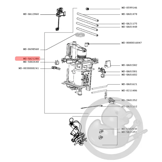 Résistance + verin cafetière Krups MS-5A21288