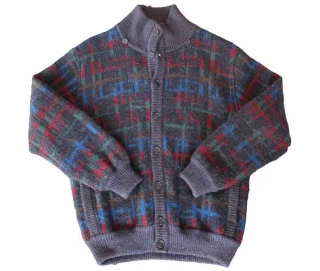 Vintage 1980er Missoni Opa Wollmuster Button Up Cardigan Pullover