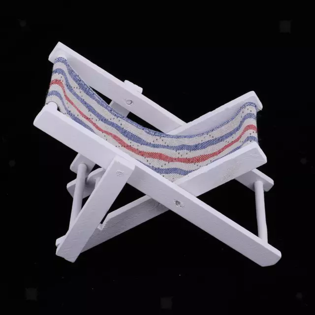 1:6 Miniature Folding Wooden Beach Sunbath Chair Deck Chair Mini Furniture for