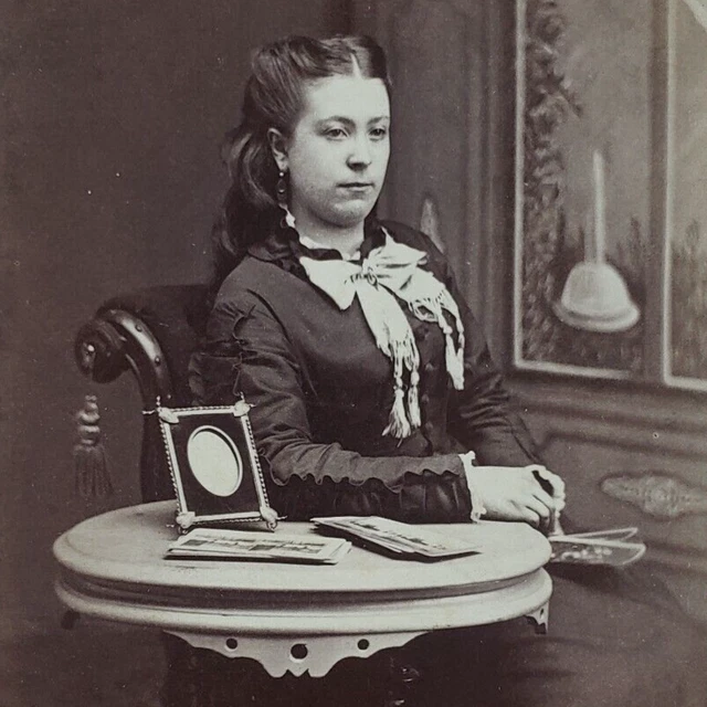 Woman Holding Stereoviews CDV Photo c1875 Stereoscope Cards Adams New York G252