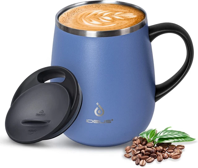 16 Oz Insulated Coffee Mug with Handle and Lid, Double Wall Stainless Steel Vacu