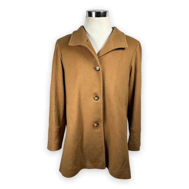 Fleurette X Loro Piana Womens Overcoat Brown Buttons Coat 100% Wool Collar 16 Fleurette X Loro Piana Womens Overcoat Brown Buttons Coat 100% Wool Collar 16
