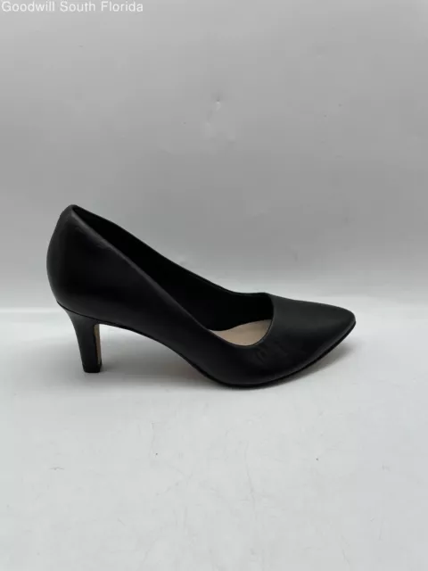 Clarks Womens 16052 Black Leather Pointed Toe Kitten Pump Heels Size 7.5