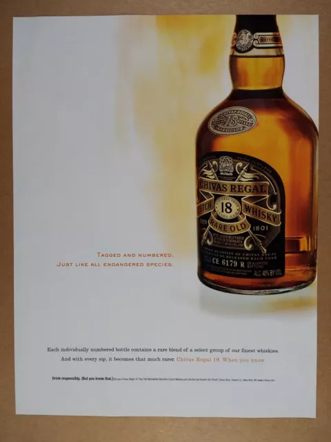 2000 Chivas Regal 18 Year Scotch bottle photo vintage print Ad